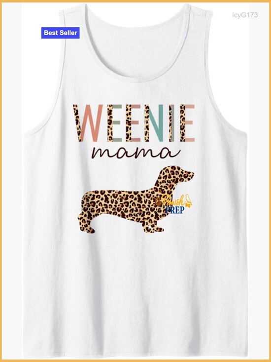 Tops - Leopard Print Dachshund Dog Mom Tank Top, Lightweight Cotton, Sleeveless